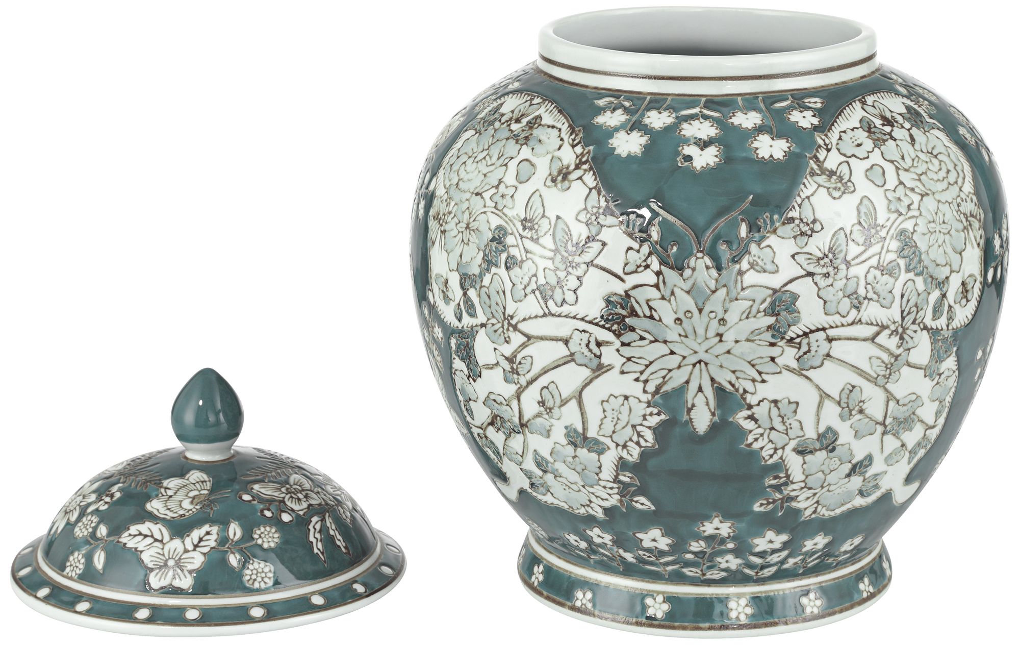 Paloma 12" High Teal Traditional Ginger Jar with Lid