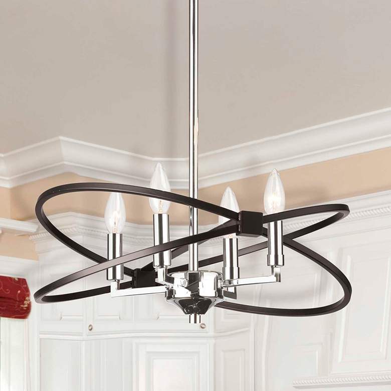 Image 1 Paloma 18" Wide 4 Light Polished Chrome and Matte Black Chandelier