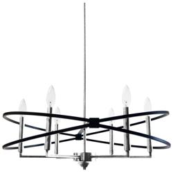 Paloma 27&quot; Wide 6 Light Polished Chrome and Matte Black Chandelier