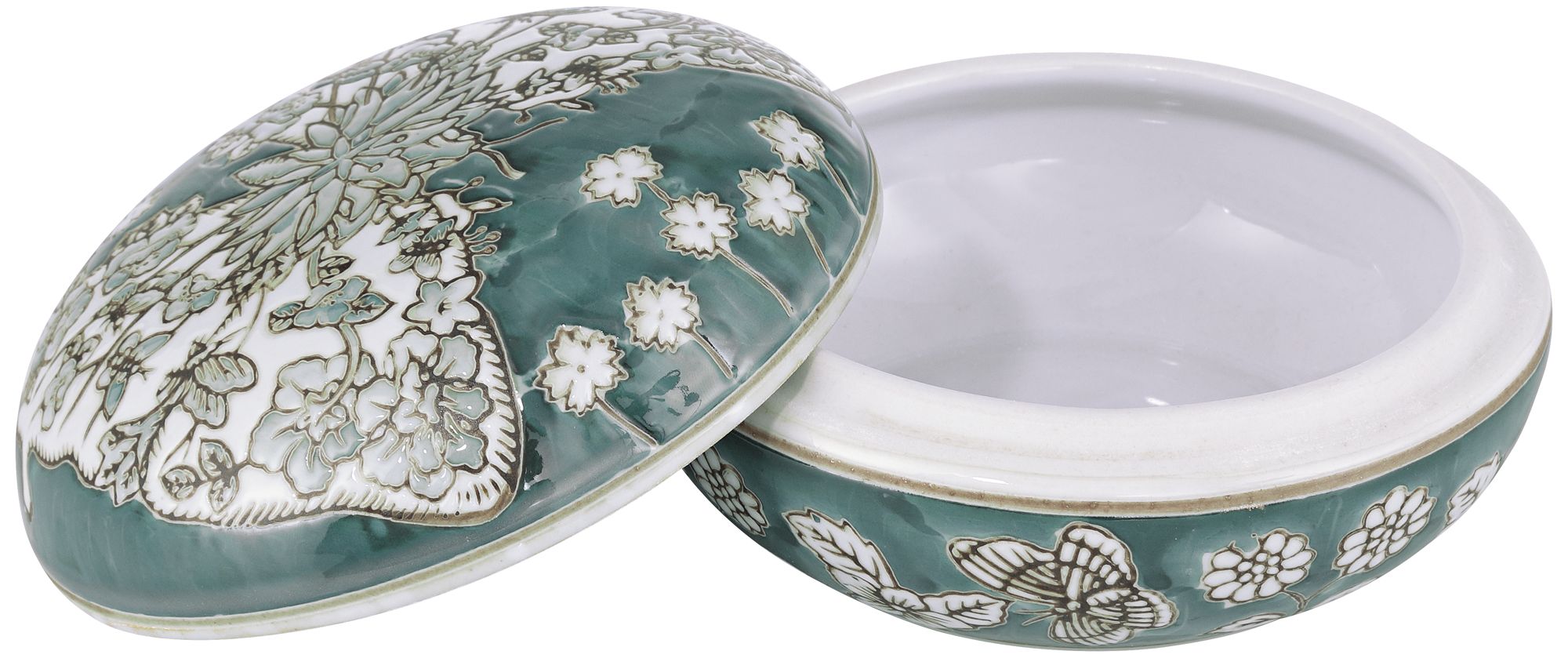 Image 5 Paloma 3 1/2" Teal Traditional Ceramic Ginger Box with Lid more views