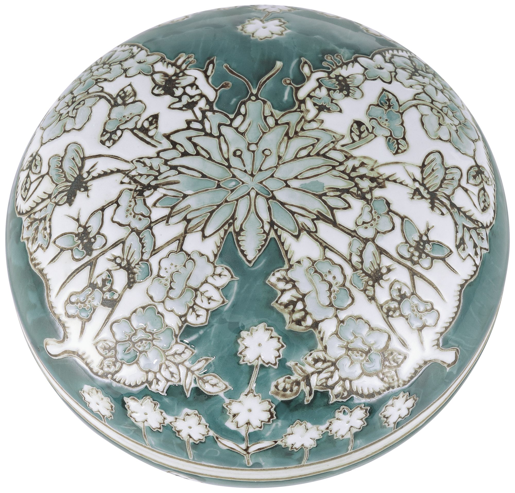 Image 6 Paloma 3 1/2" Teal Traditional Ceramic Ginger Box with Lid more views