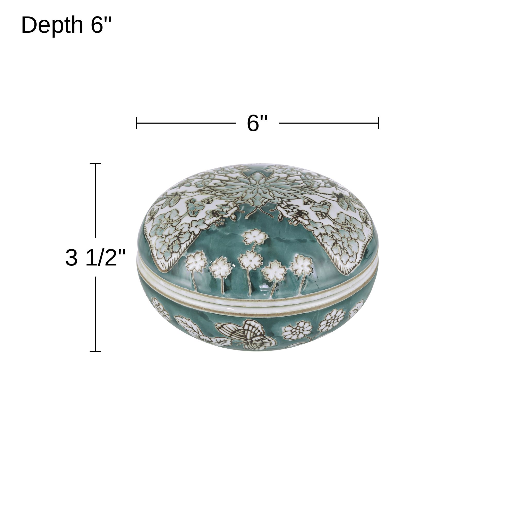 Image 7 Paloma 3 1/2" Teal Traditional Ceramic Ginger Box with Lid more views