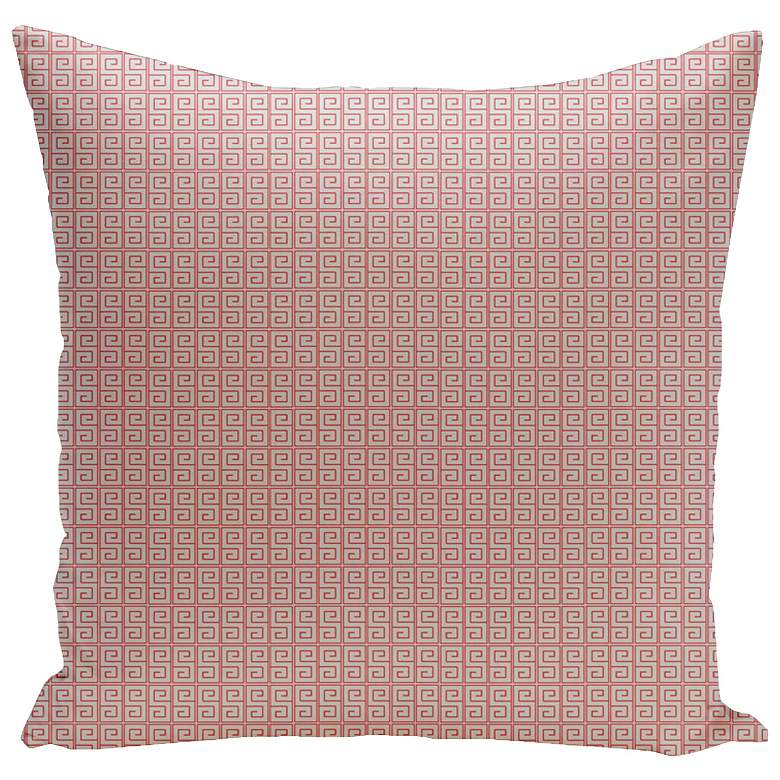 Image 1 Paloma Coral Pink Greek Key 20 inch Square Outdoor Pillow