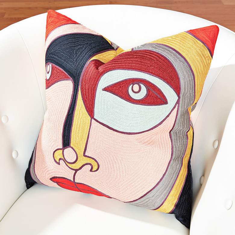 Image 1 Paloma Multi-Color Red 20 inch Square Decorative Pillow
