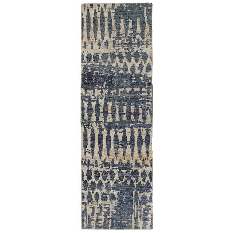 Image 1 Palomar Abstract Hand Knotted Blue Area Rug 2'-6" x 8'