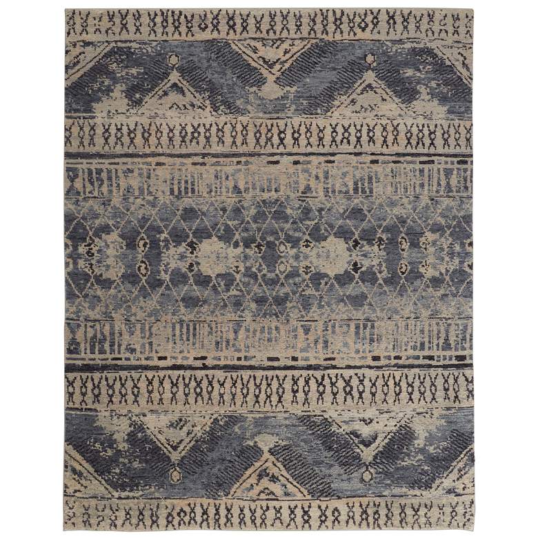 Image 1 Palomar Transitional Trellis & Lattice Hand Knotted Blue Area Rug 6572F