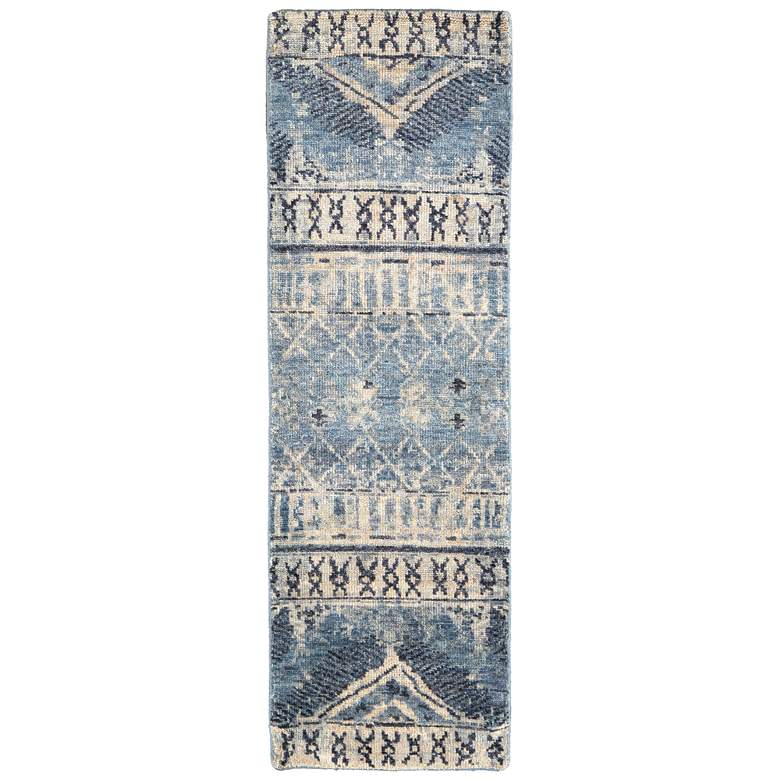 Image 1 Palomar Transitional Trellis & Lattice Hand Knotted Blue Area Rug 6572F