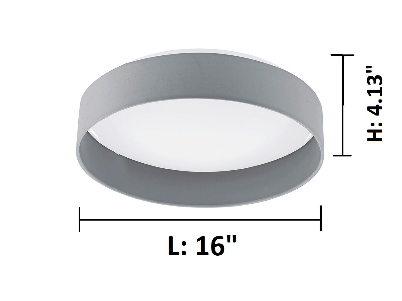 Image 3 Palomaro - 16 inch LED Ceiling Light - White Glass - Charcoal Grey Fabric more views
