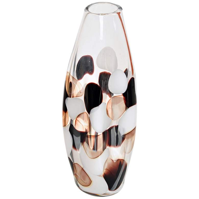 Image 1 Palomas Medium 17 inch High Brown, White and Black Glass Vase