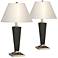 Palumbo Metallic Black Table Lamp Set of 2 With Built In 3-Prong Outlets