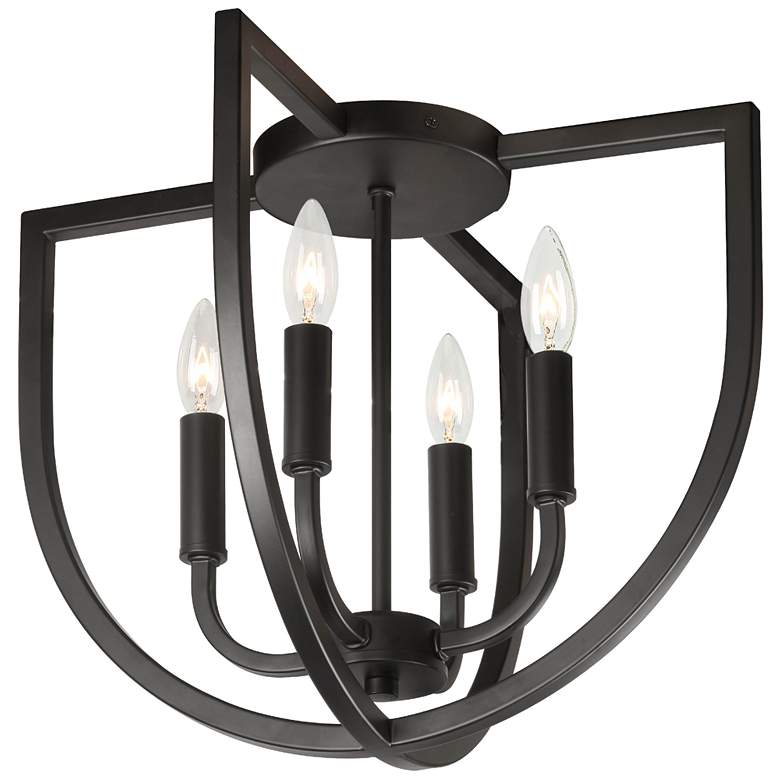 Image 1 Pamela 15" Wide 4 Light Matte Black Flush Mount