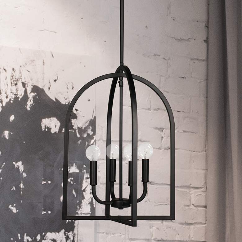 Image 1 Pamela 16" Wide 4 Light Matte Black Pendant
