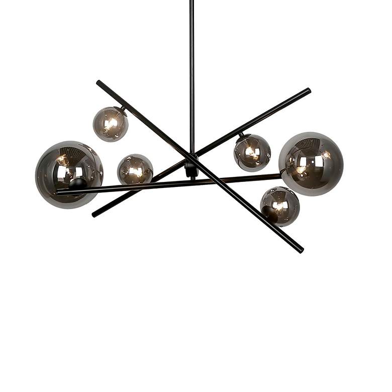Image 3 Pamela 27" Wide 6 Light Horizontal Matte Black Chandelier more views
