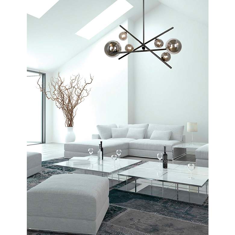 Image 4 Pamela 27" Wide 6 Light Horizontal Matte Black Chandelier more views