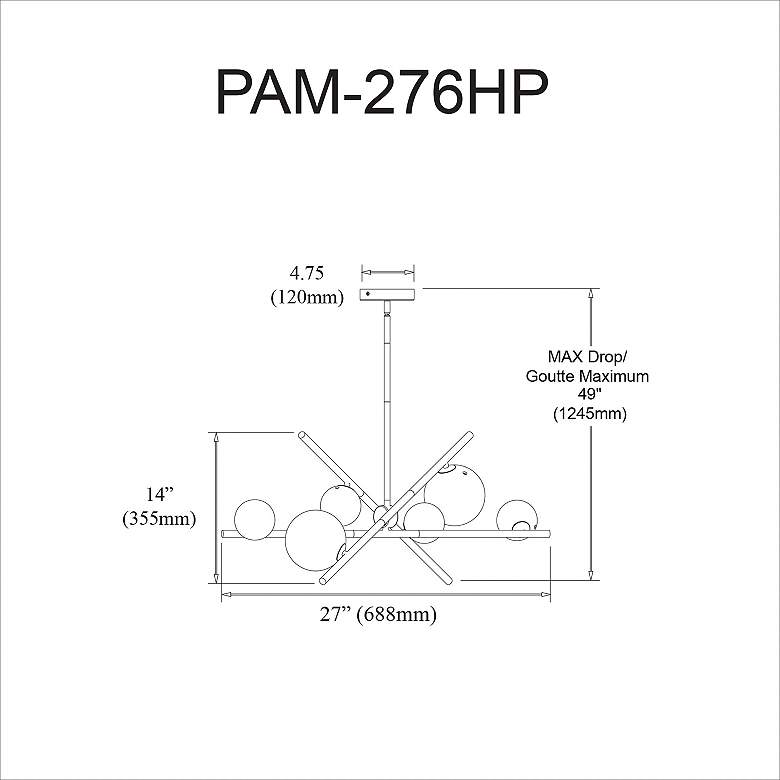 Image 5 Pamela 27" Wide 6 Light Horizontal Matte Black Chandelier more views