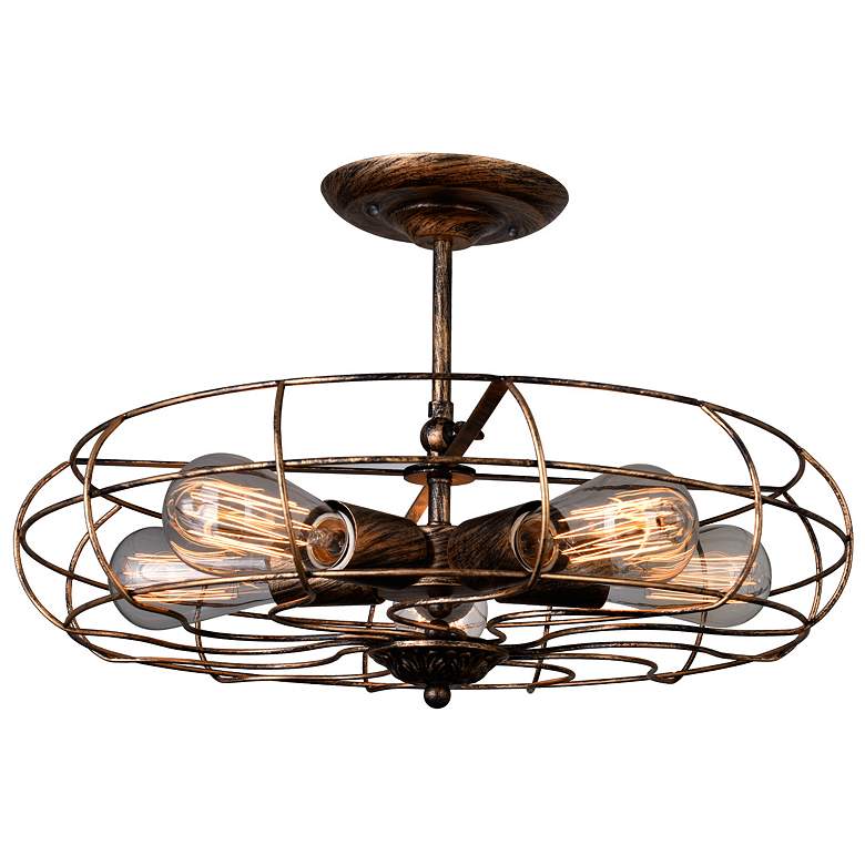 Image 1 Pamela 5 Light Flush Mount With Antique Copper Finish