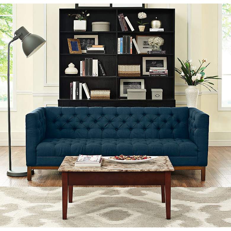 Image 1 Panache Azure 84 inch Wide Fabric Tufted Sofa