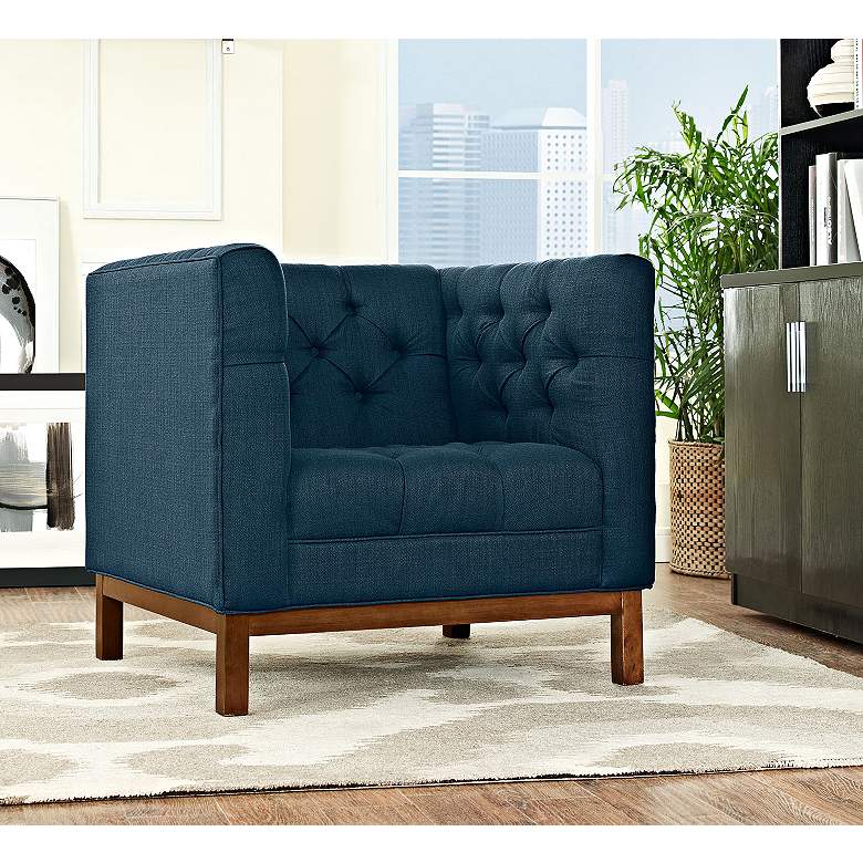 Image 1 Panache Azure Fabric Tufted Armchair