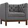 Panache Gray Fabric Tufted Armchair