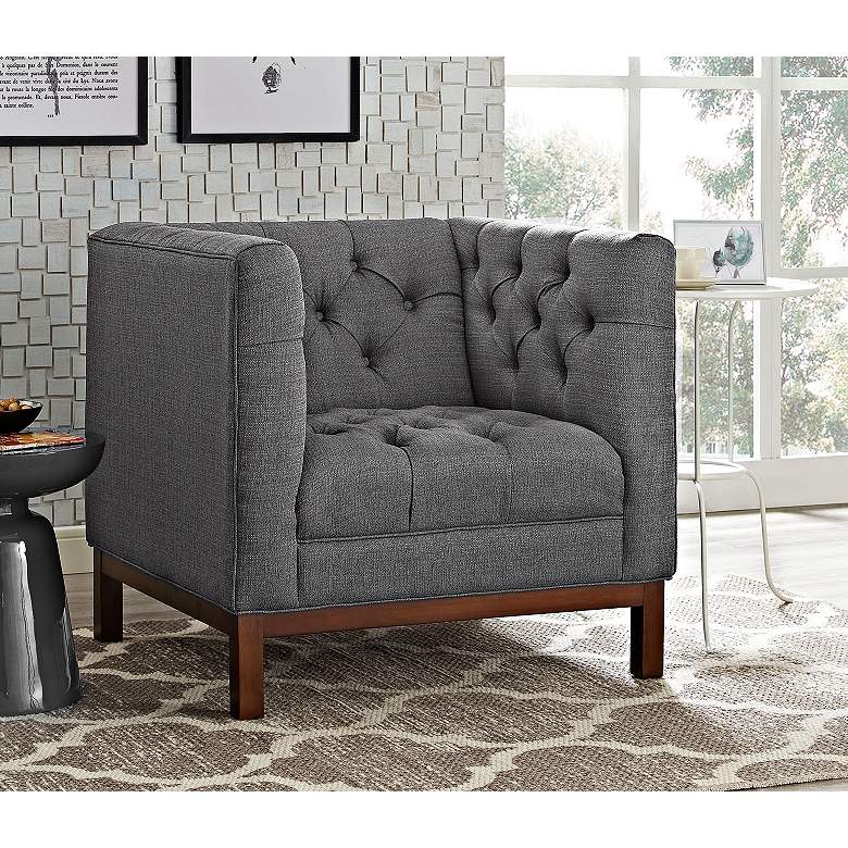 Image 1 Panache Gray Fabric Tufted Armchair