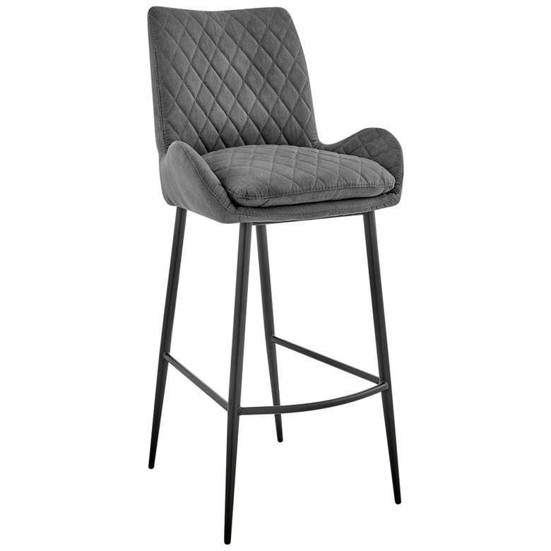Image 1 Panama 31 in. Barstool in Black Matte Powder Coating, Charcoal Fabric