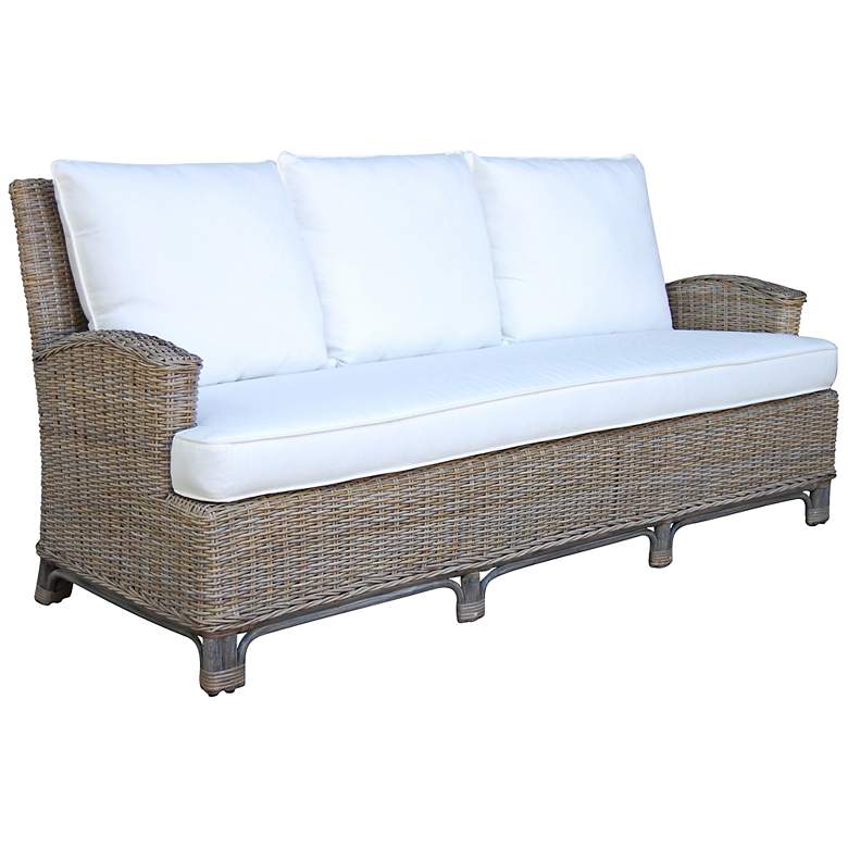 Image 1 Panama Jack 79 inch Wide Exuma Cushioned Kubu Gray Wicker Sofa