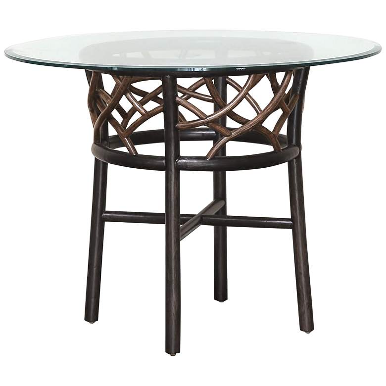 Panama Jack Trinidad 42&quot; Wide Black and Tan Rattan Dining Table