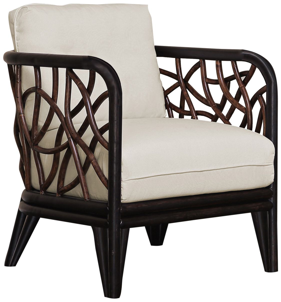 black and tan rattan chair