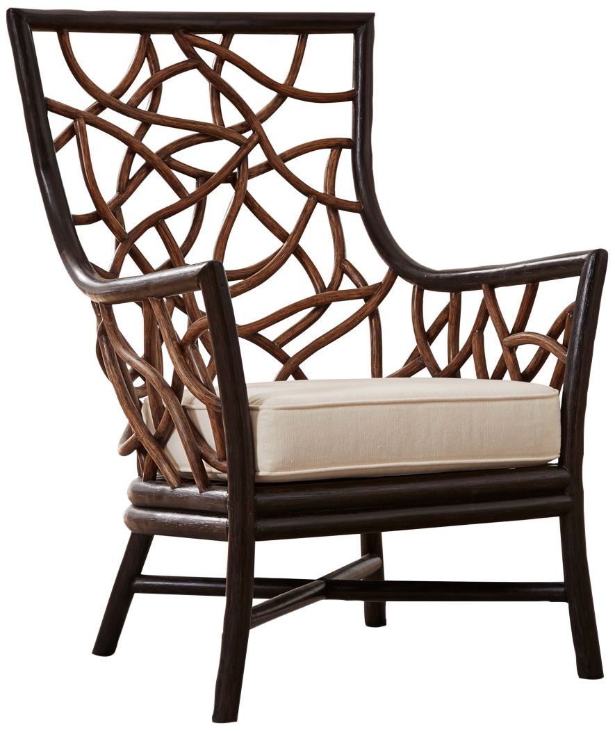 black and tan rattan chair