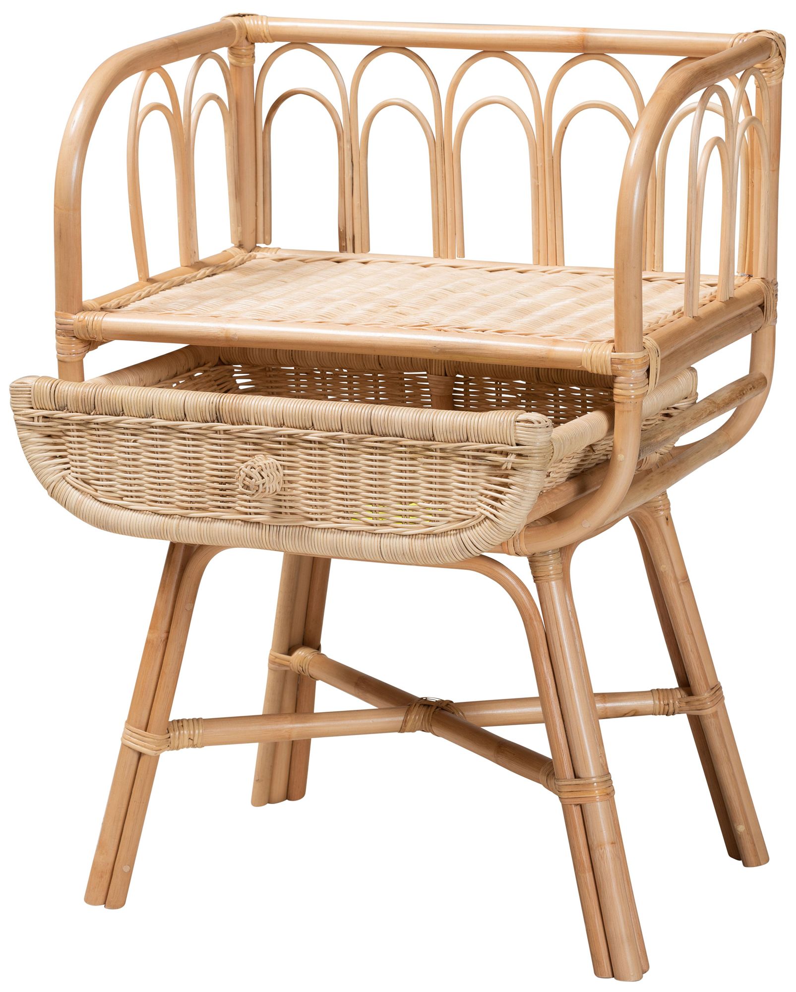 Image 6 Panchali 23 1/2"W Natural Brown Rattan 1-Drawer Nightstand more views