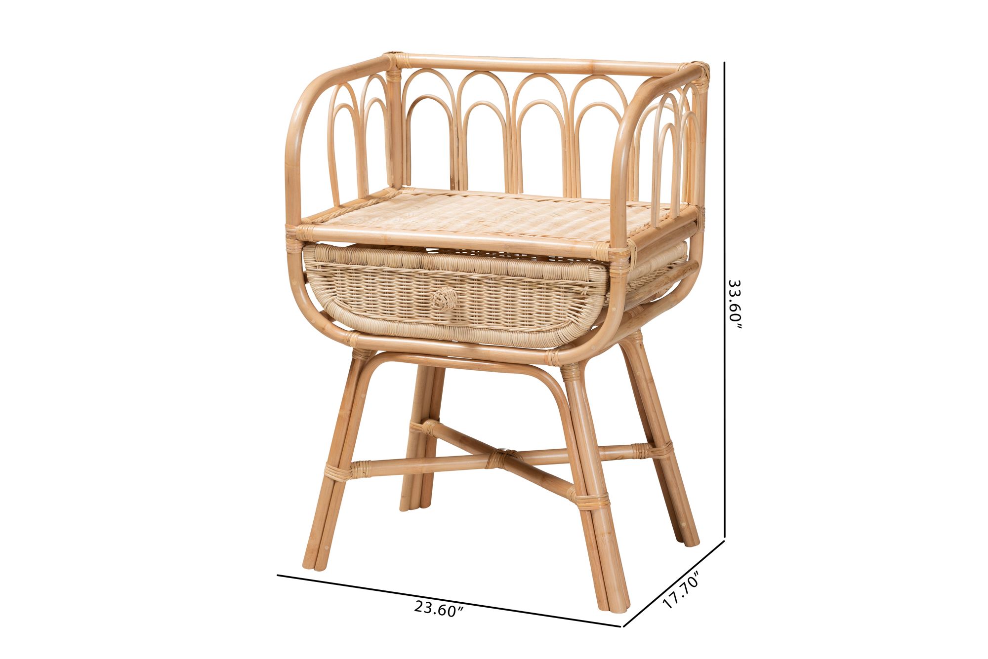 Panchali 23 1/2"W Natural Brown Rattan 1-Drawer Nightstand