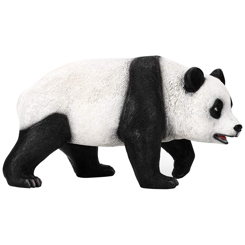 Image 3 Panda 15 inch High Black White Statue with Solar LED Spotlight more views