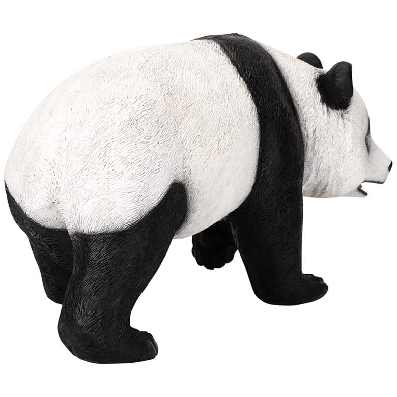 Image 4 Panda 15" High Black White Statue with Solar LED Spotlight more views