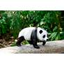 Panda 15" High Black White Statue with Solar LED Spotlight