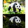 Panda 15" High Black White Statue with Solar LED Spotlight