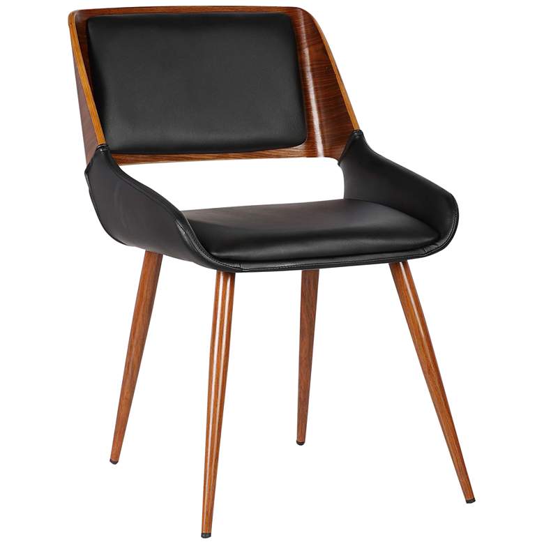 Image 2 Panda Black Faux Leather and Walnut Wood Dining Chair