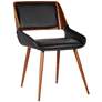 Panda Black Faux Leather and Walnut Wood Dining Chair