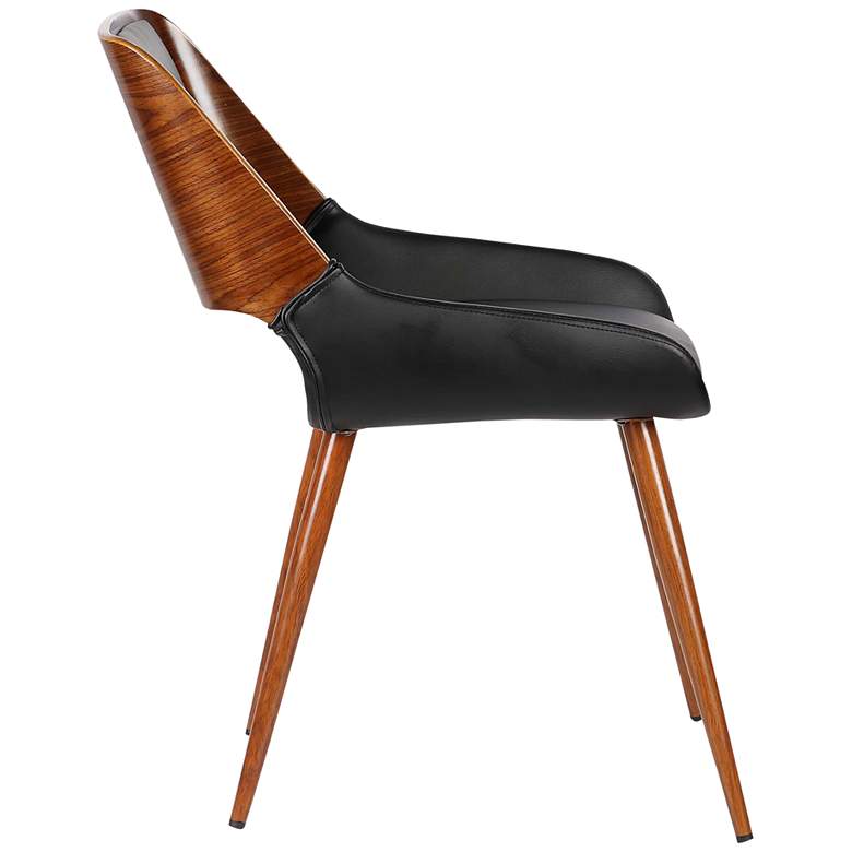 Image 5 Panda Black Faux Leather and Walnut Wood Dining Chair more views
