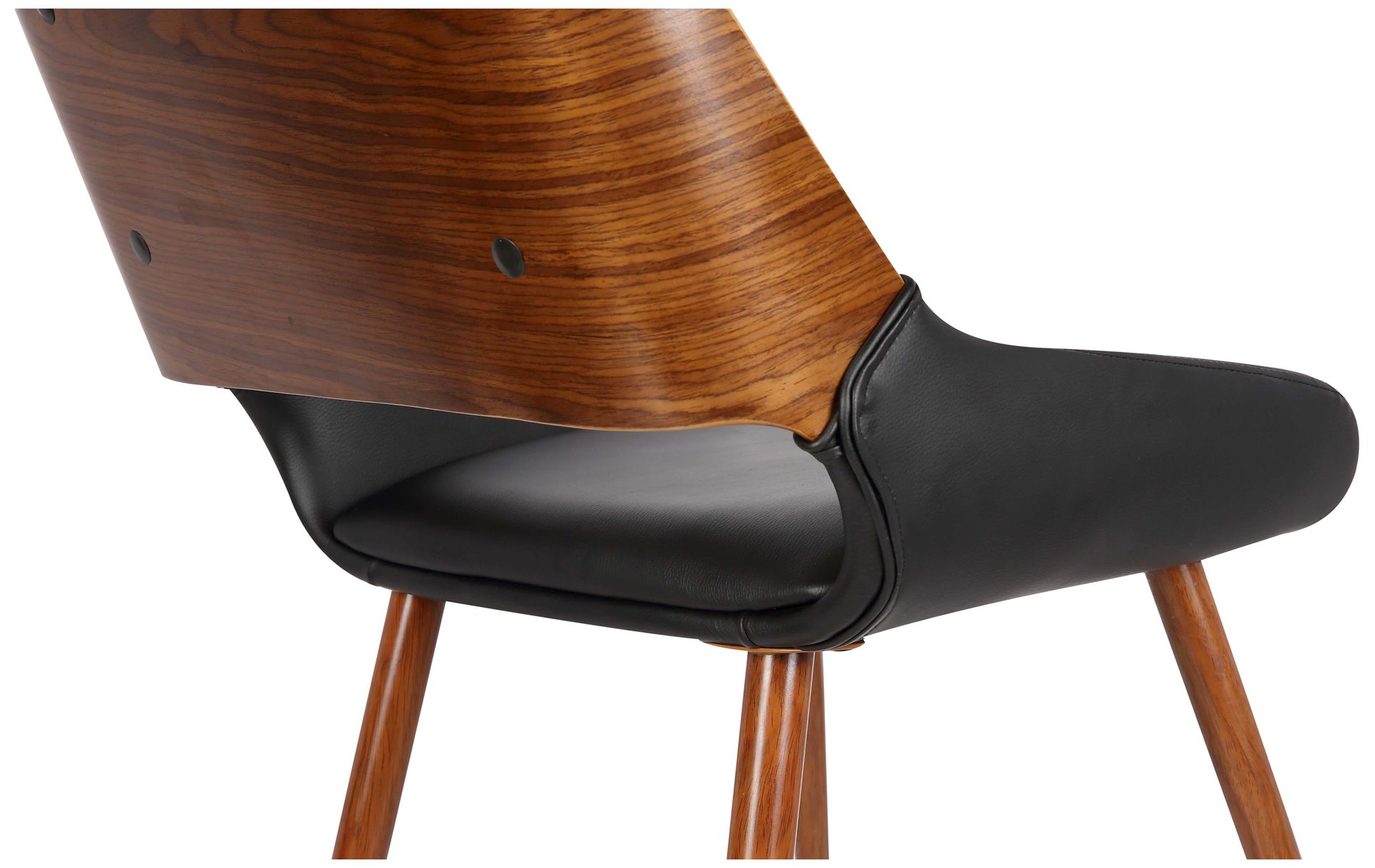 Image 7 Panda Black Faux Leather and Walnut Wood Dining Chair more views