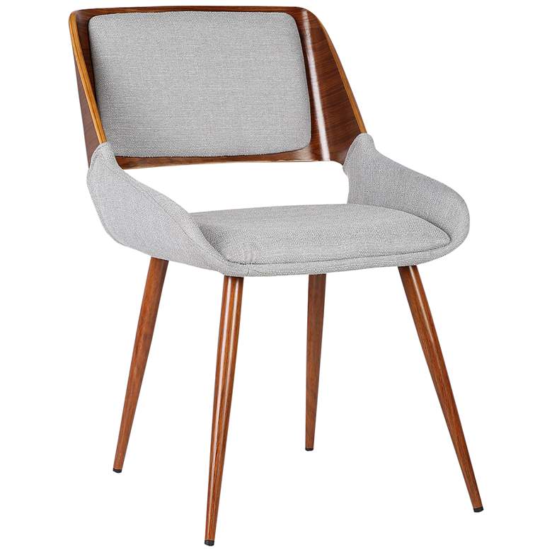 Image 1 Panda Gray Fabric and Walnut Wood Dining Chair