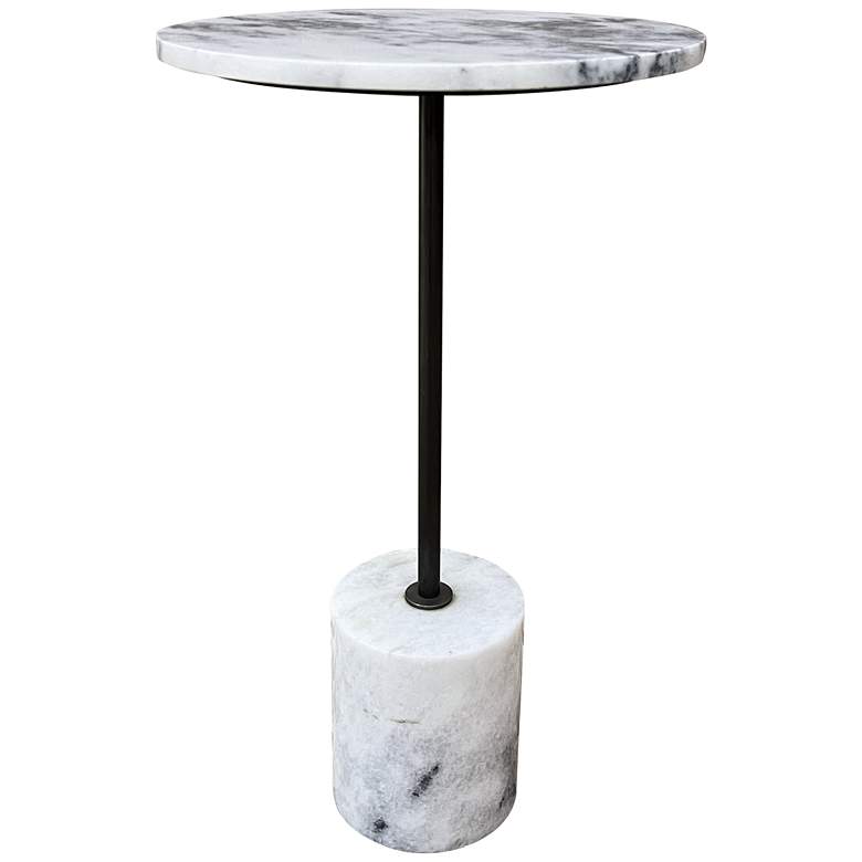Image 2 Pandia 14" Wide White Marble Round Accent Table