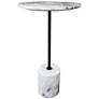 Pandia 14" Wide White Marble Round Accent Table
