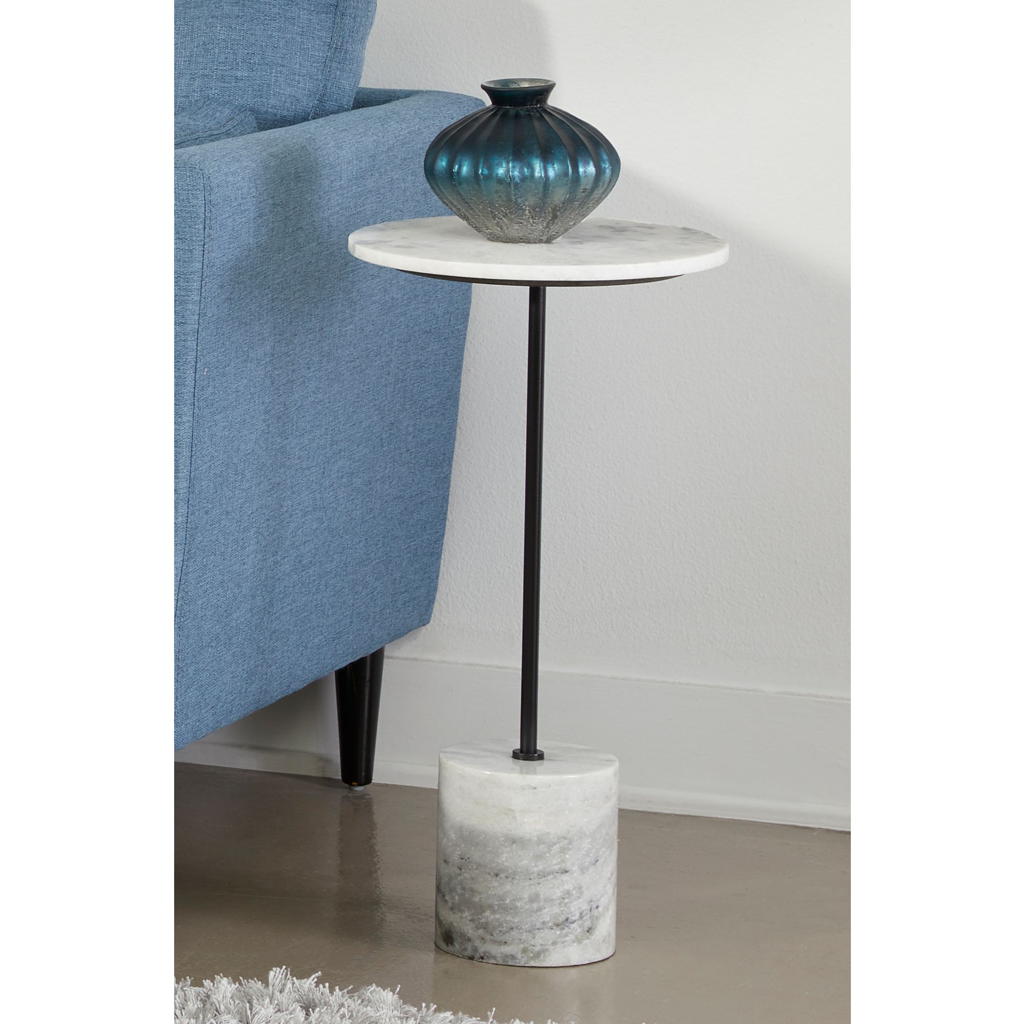 Pandia 14" Wide White Marble Round Accent Table - #2382F | Lamps Plus