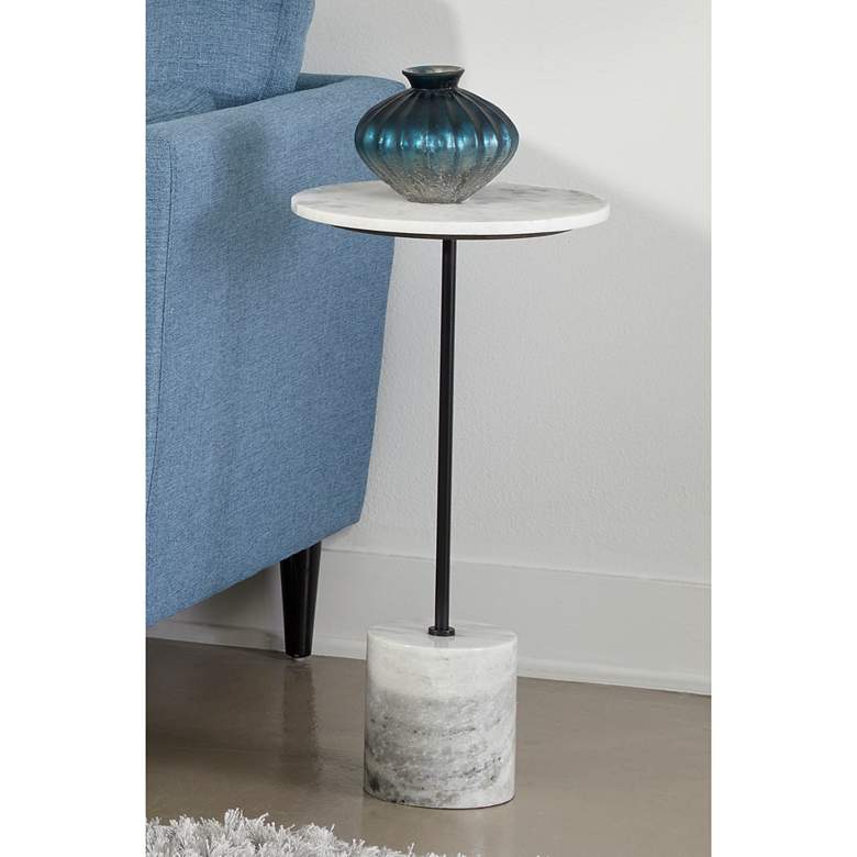 Image 1 Pandia 14" Wide White Marble Round Accent Table