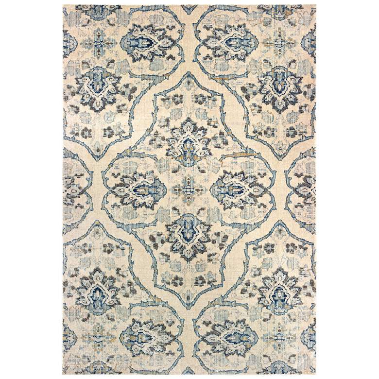 Image 1 Pandora 5502W 5&#39;3 inchx7&#39;6 inch Ivory and Blue Area Rug