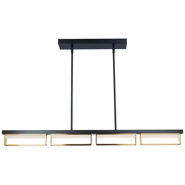 Image 1 Pane 48"W Matte Black and Bronze 4-Light LED Linear Pendant