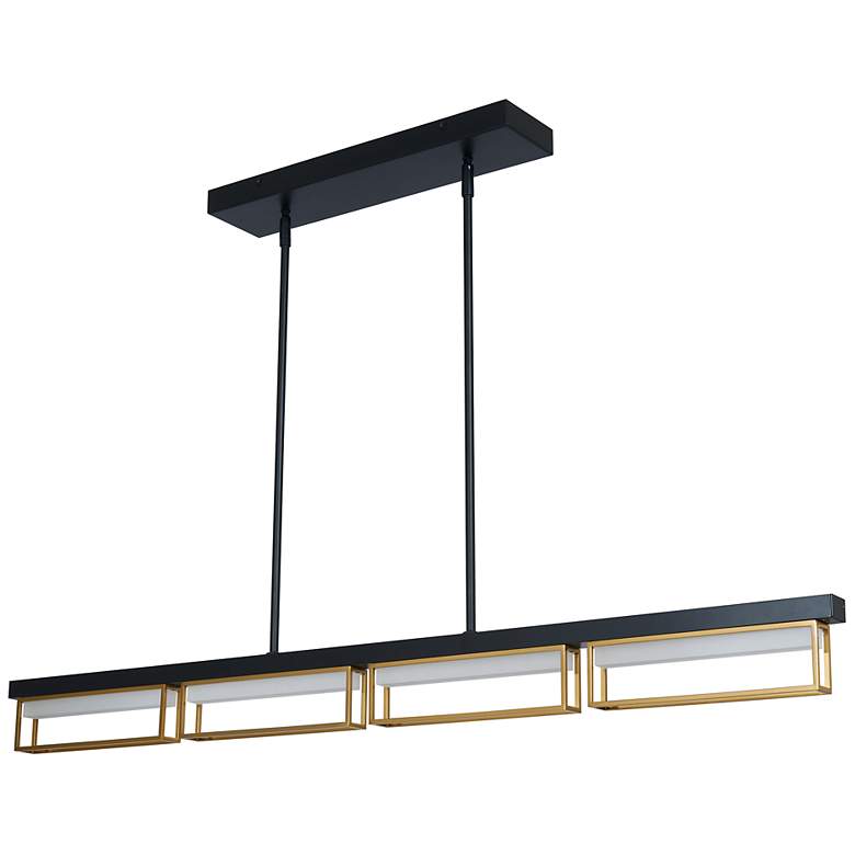 Image 2 Pane 48"W Matte Black and Bronze 4-Light LED Linear Pendant more views