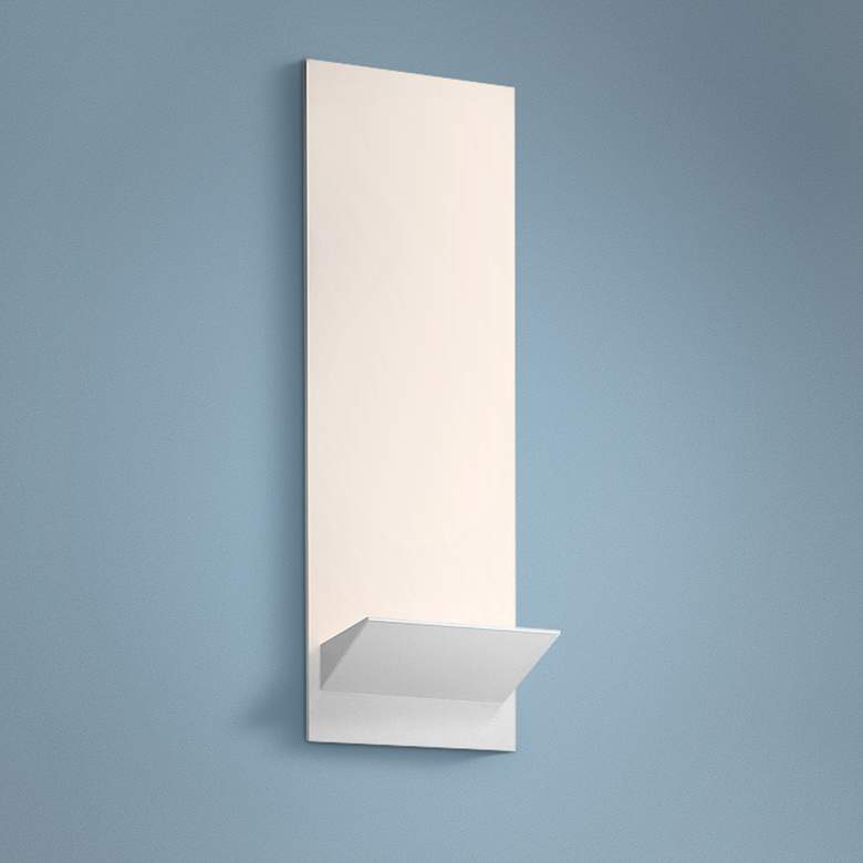 Image 1 Panel Wedge 13 3/4 inch High Textured White LED Wall Sconce