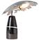 Pangea 10" High Black Marble Mini Table Lamp With Sterling Shade