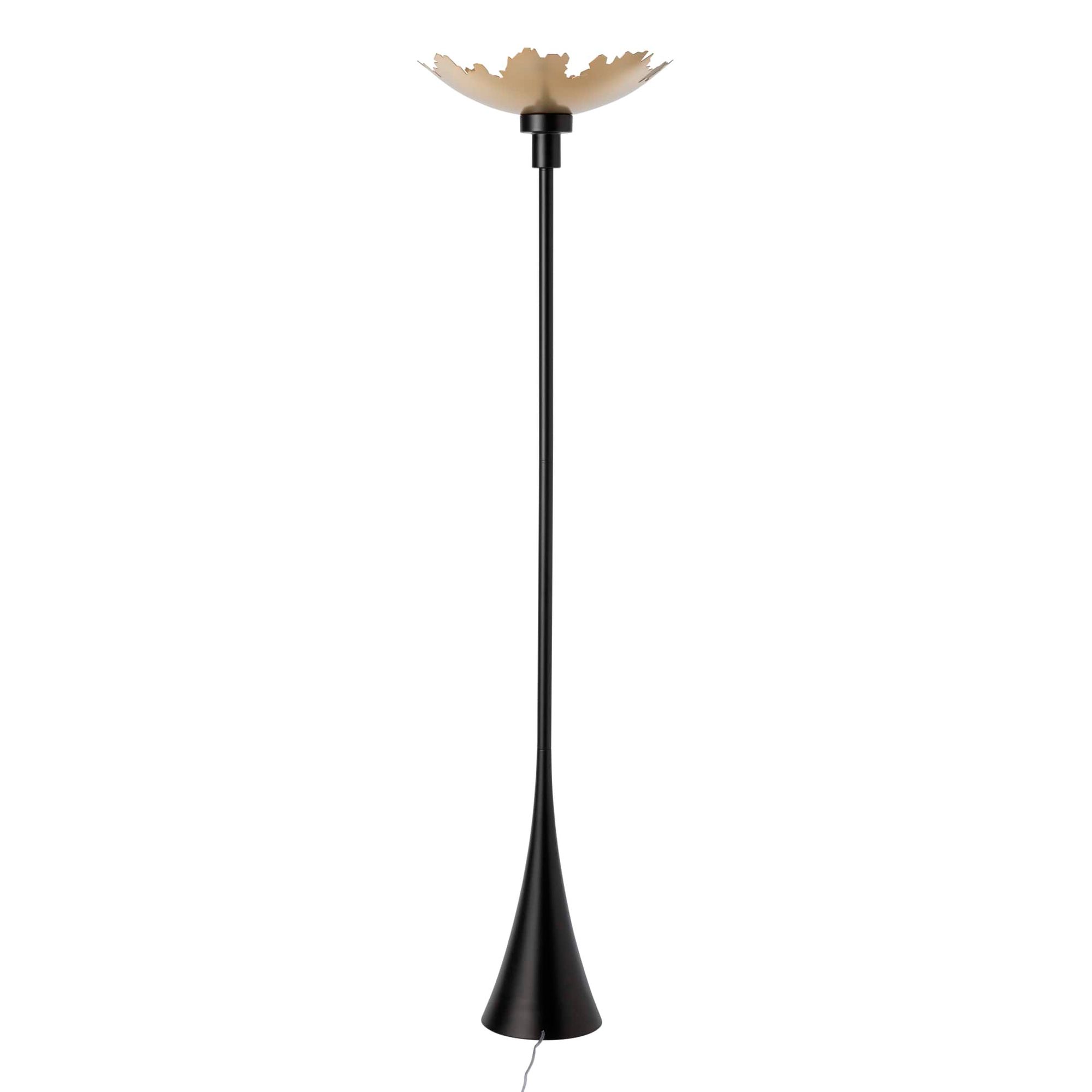 Image 2 Pangea 83.4" Black Torchiere With Modern Brass Shade more views